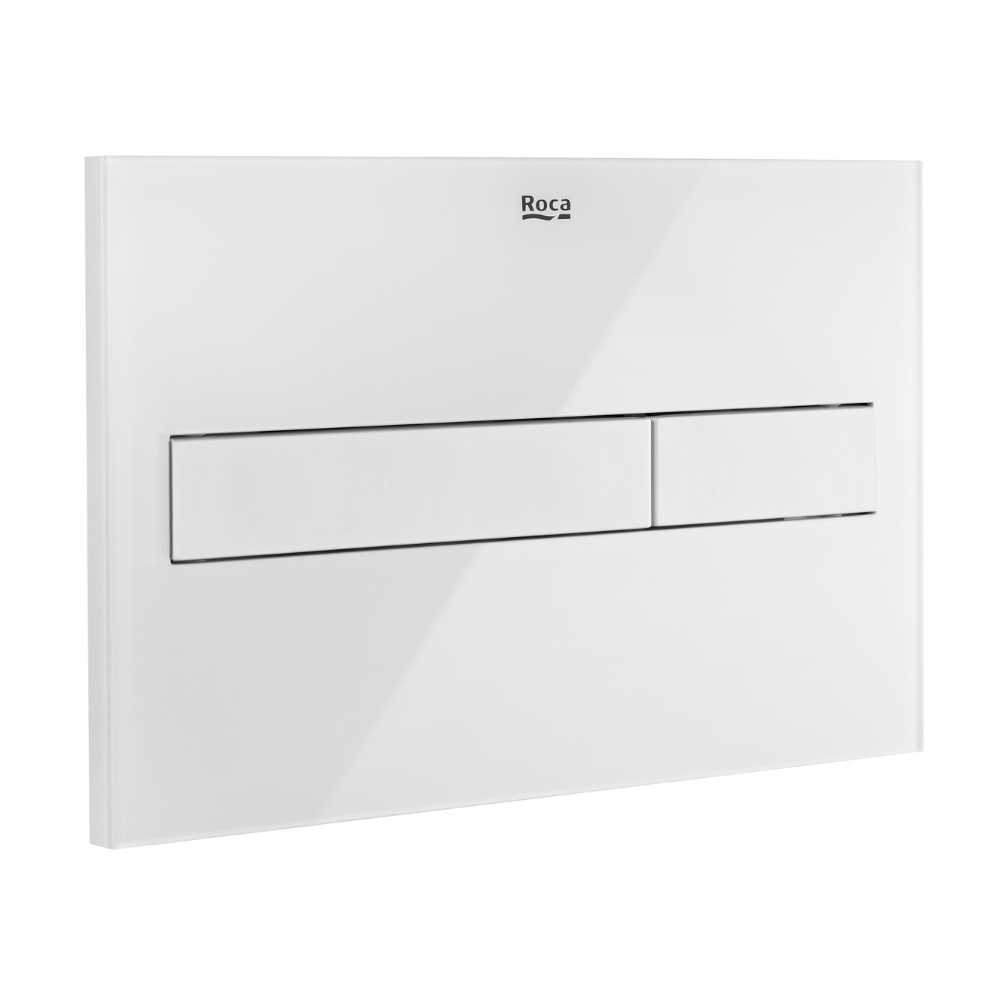Cut out image of the Roca Duplo One PL7 White Glass Dual Flush Plate